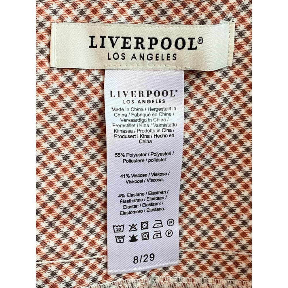 Liverpool Womens Stella Kick Flare Pants 8 Check Lava Flow Pull On Academia - Picture 9 of 12